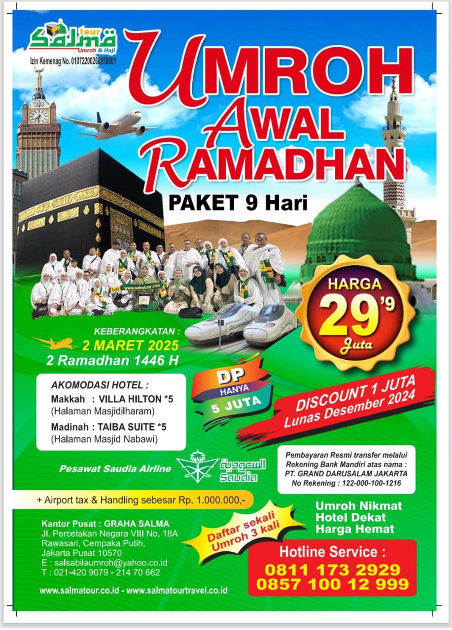 Umroh Awal Ramadhan 9 Hari salma tour
