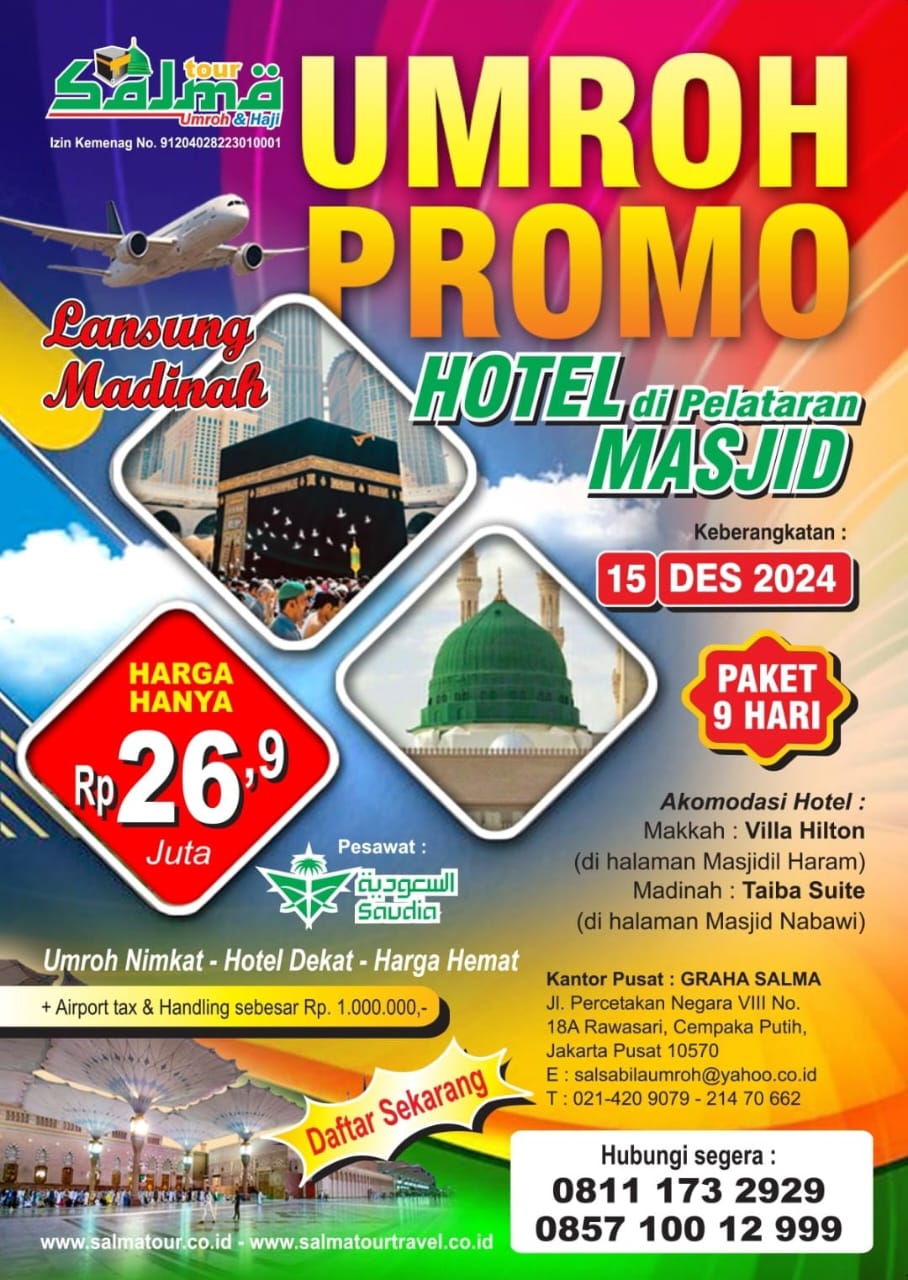 Umroh Promo, Hotel Di Palataran Masjid Salma Tour by DIM Kreatif