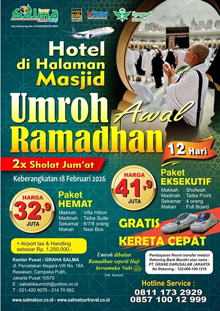 Jadwal & Harga Umroh Awal Ramadhan 2026 Salma Tour