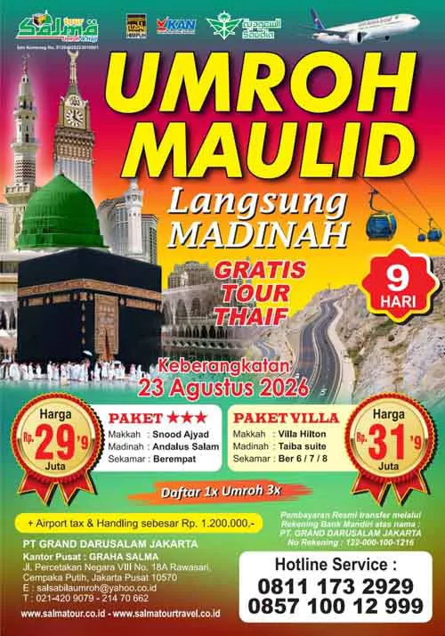Harga Paket Umroh Maulid Nabi 2026 - salma tour